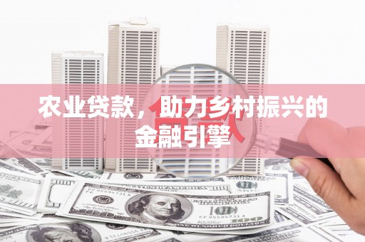 深圳农业贷款，助力乡村振兴的金融引擎
