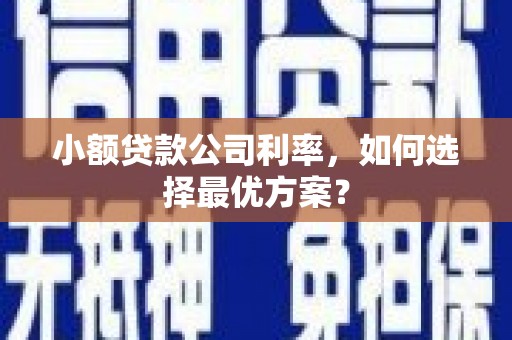 深圳小额贷款公司利率，如何选择最优方案？