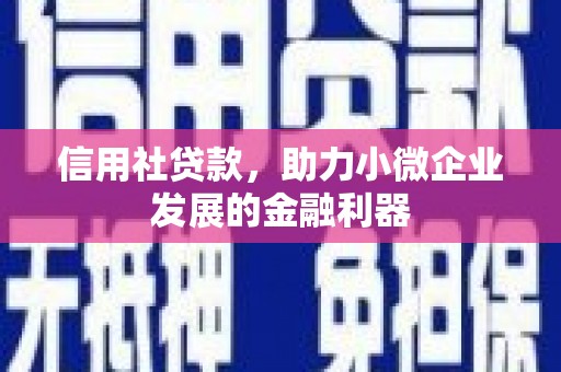 深圳信用社贷款，助力小微企业发展的金融利器