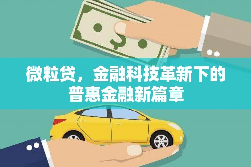 深圳微粒贷，金融科技革新下的普惠金融新篇章