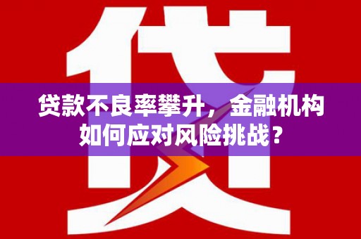 深圳贷款不良率攀升，金融机构如何应对风险挑战？
