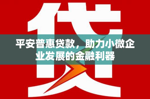 深圳平安普惠贷款，助力小微企业发展的金融利器